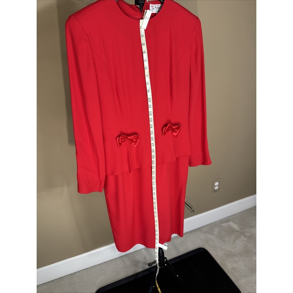 Vintage Talbots Albert Nipon Dress Womens 6 Red Nylon Acetate Made in USA - Picture 6 of 15